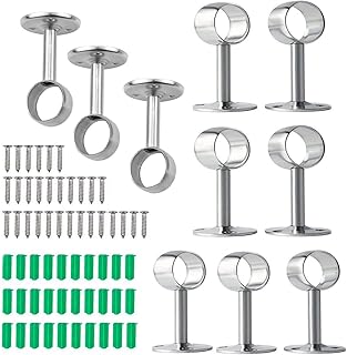 Supporto Asta per Armadio,CHENKEE 10 pz Asta Appendere In Acciaio Inossidabile Staffa Binario Prese Asta Armadio Carichi Pesanti Supporti Aste Armadio Guardaroba Asta con Viti per Tenda da Doccia