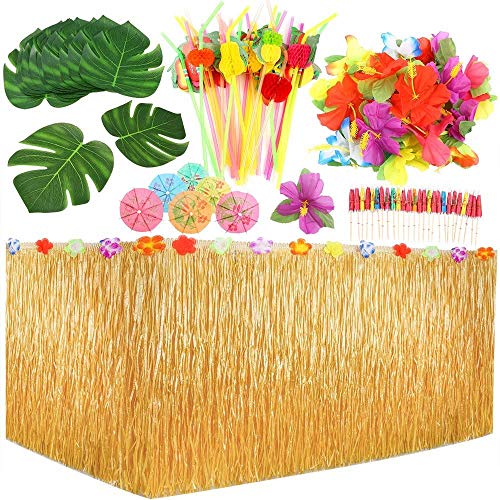 109Piezas Juego de Decoración de Fiesta Hawaiana Luau, 9 Pies Falda de...