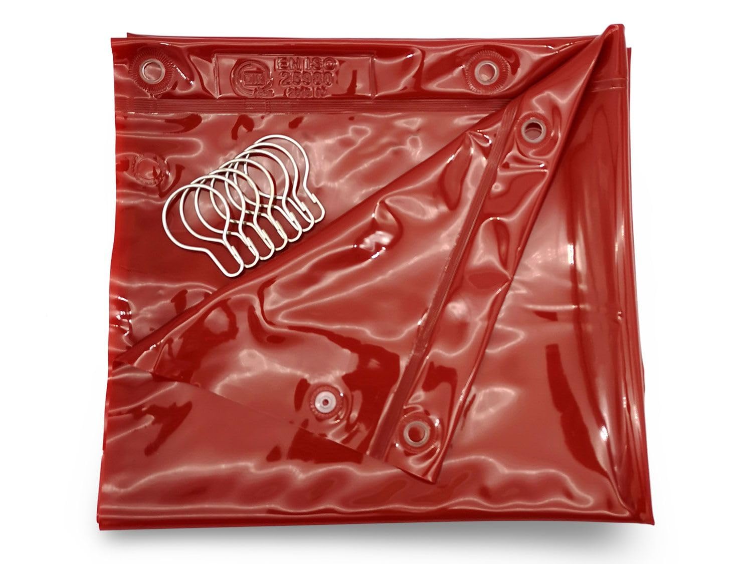 telo protettivo per saldatura 1400 x 2000 mm, spessore 0,4 mm, rosso, conforme ISO EN 25980 – protezione UV e spruzzi per officina e cantiere