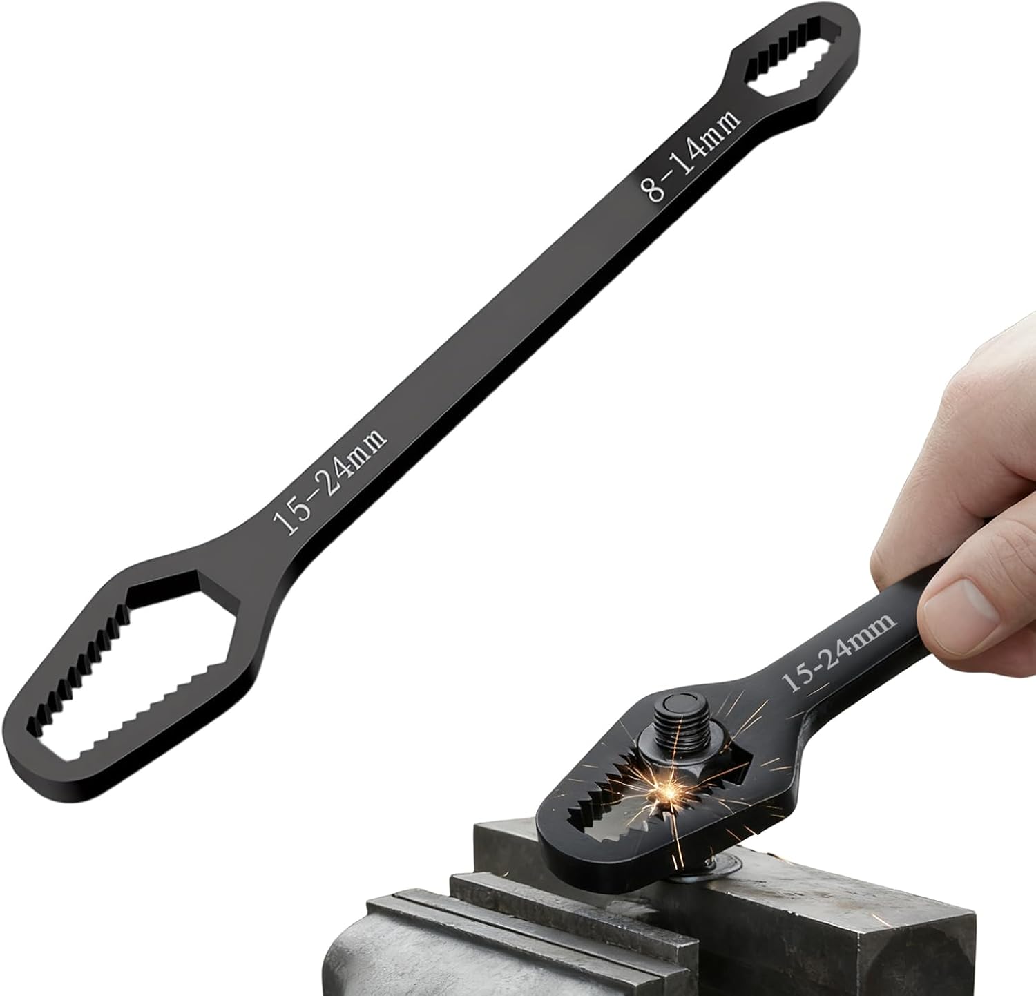 Self-Adjusting Wrench, Double Ended Self Tightening Adjustable Multifunctional Tool for Industrial Maintenance