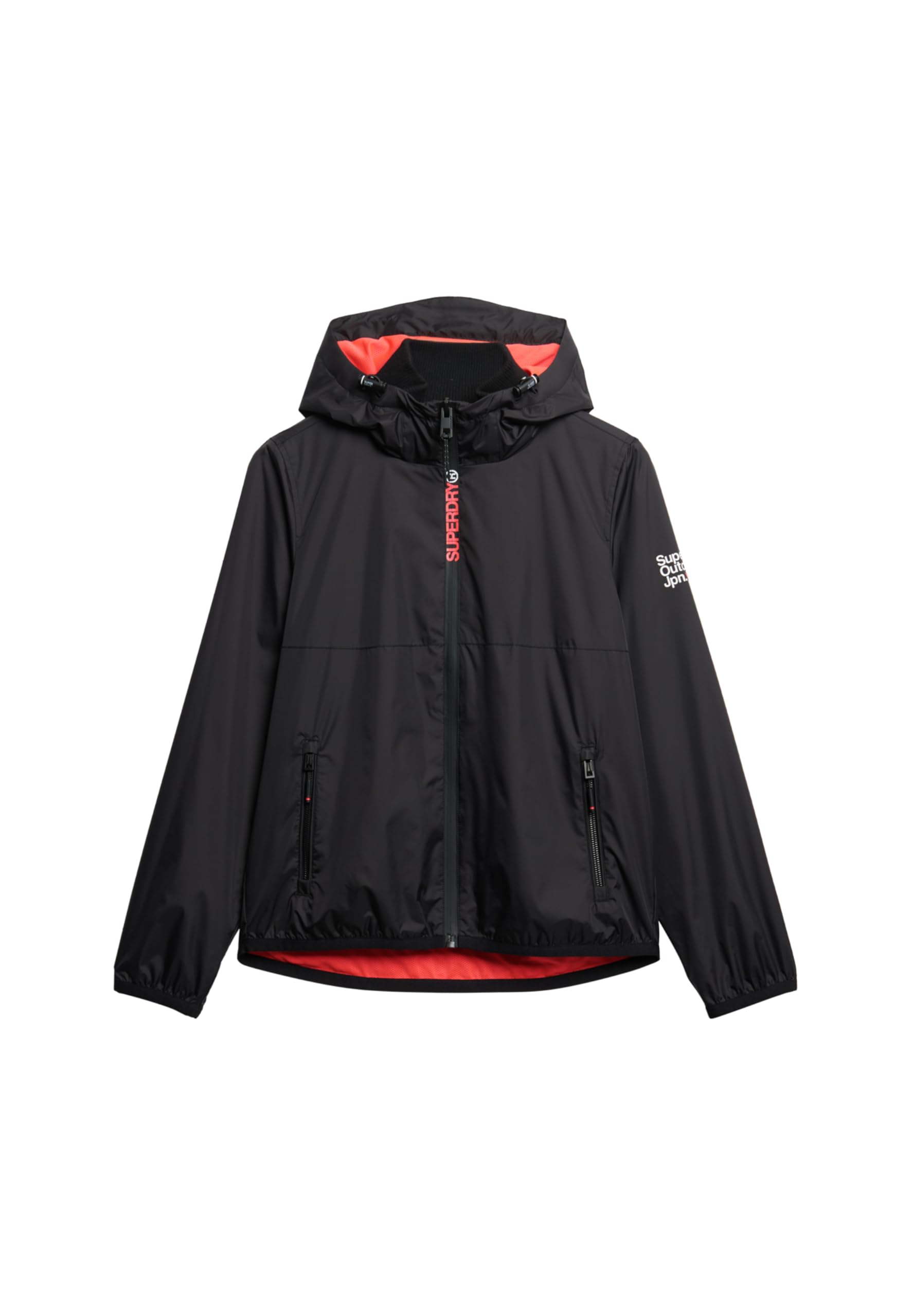 Superdry Hooded Logo Windbreaker Jacket Damen L Schwarz