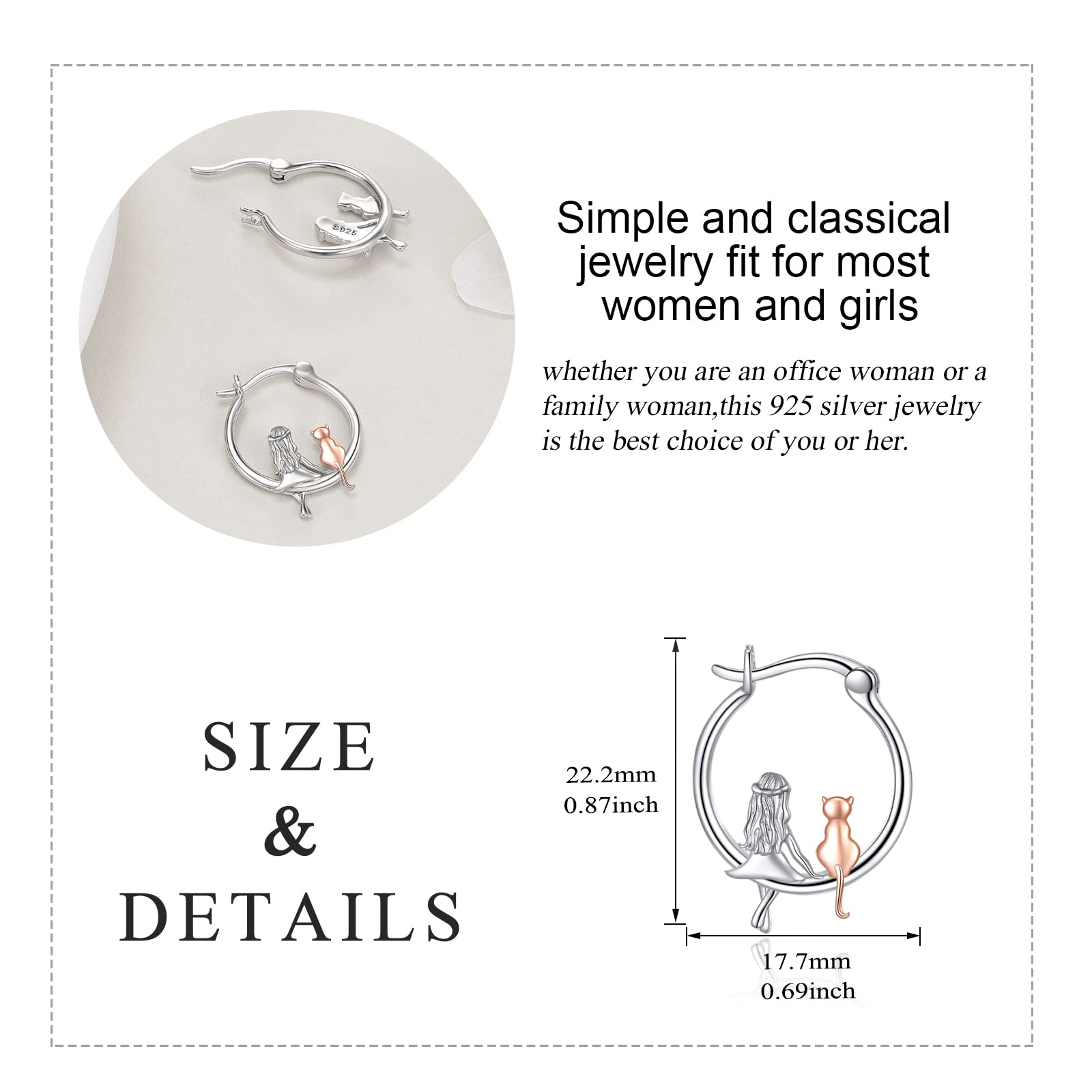 Tier Creolen Ohrringe 925 Sterling Silber Niedliche Tier Ohrringe Schmuck Geschenke für Damen Mädchen
