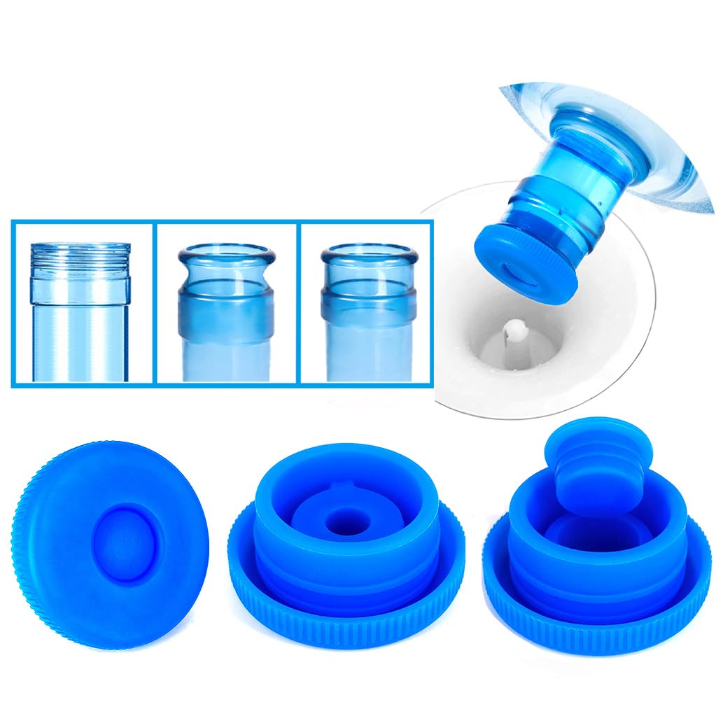 5 Gallon Water Jug Cap Reusable - Non-Spill 55mm Bottle Water Dispenser Caps,Silicone Replacement Cap Lids Anti Splash 3 Pack