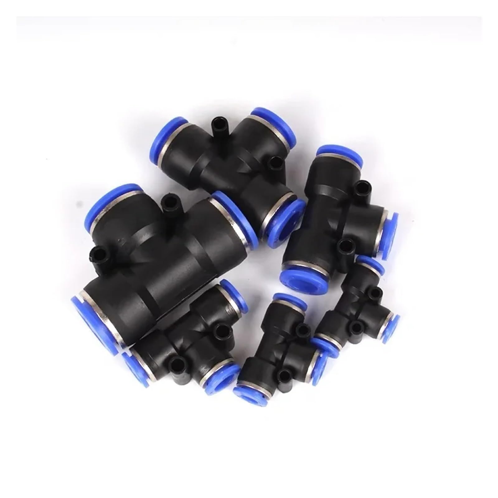 Conectores Neumáticos Conector neumático PE, conector de aire, conexión rápida, reductor en T, tubo de plástico en forma de T, manguera de agua de 4mm, 6mm, 8mm, 10mm, 12mm(PE-10,50Pcs)