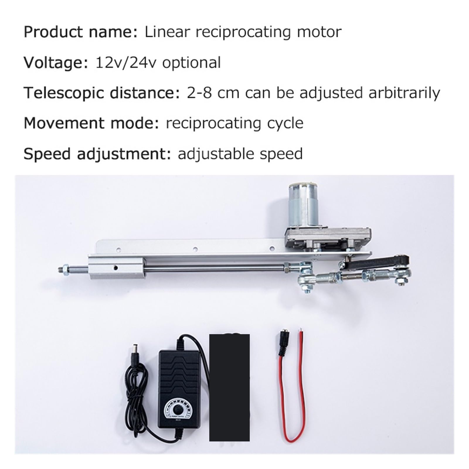 Linearantrieb, Teleskop-Linearantrieb-Kit mit Drehzahlregler, DC 12 V/24 V, DIY-Hubkolben-Linearantrieb, Hub 2–8 cm, 3–15(24V 2-8cm 90RPM)