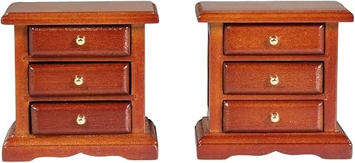 Mesitas de noche de madera para casa de muñecas | Juego de 2 | Mesas de noche | Muebles de casa de muñecas | Escala 1/12 (mediano)