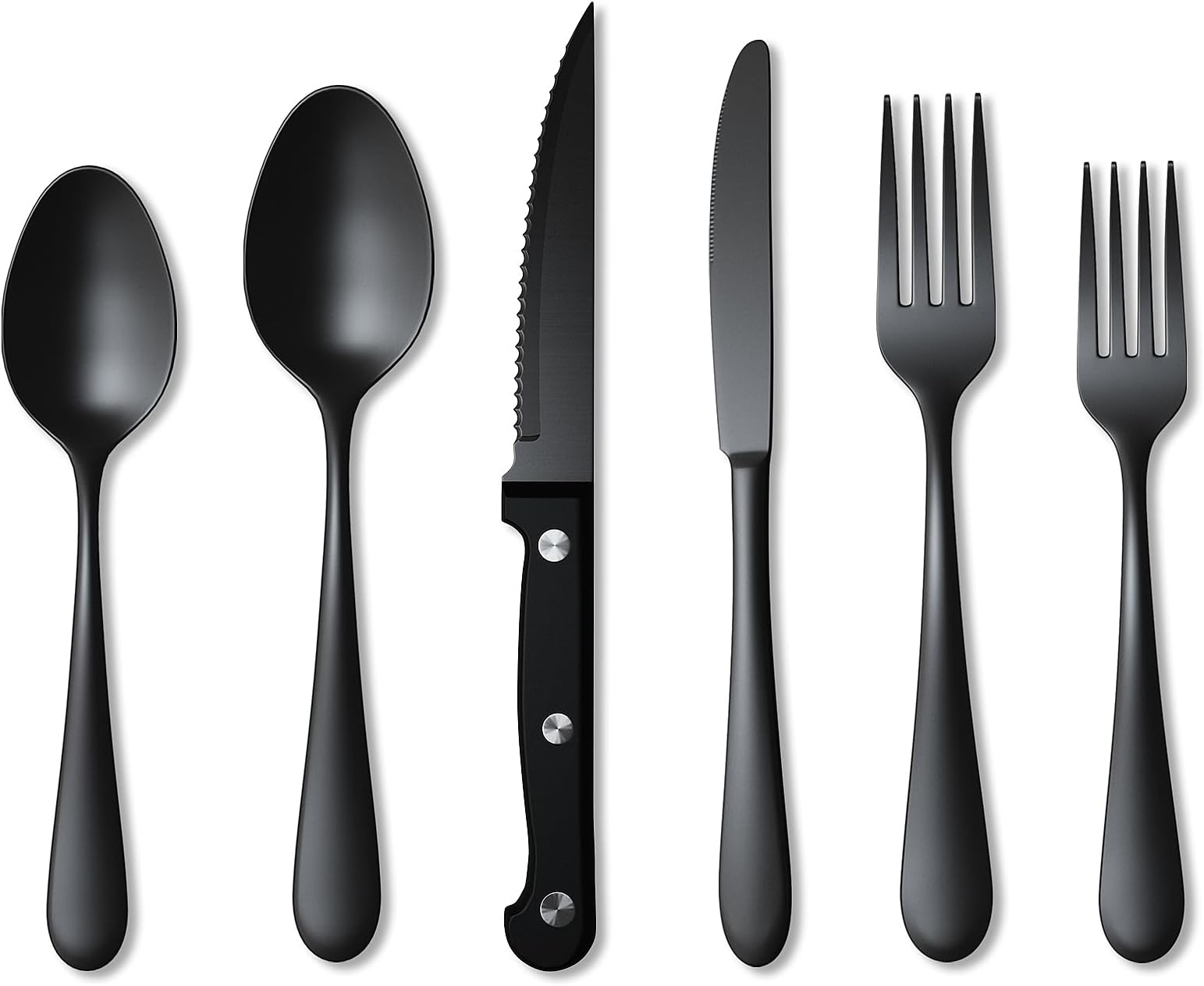 Black Silverware Set, 24PCS Black Flatware Set for 4 with