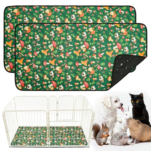 HOZKUY 2 Stück PIPI Pads 120x60cm für Meerschweinchen, wasserdichte & rutschfeste Unterlage mit 4 Lagen, super saugfähige, waschbare Wiederverwendbare Kleintiermatten für Hamster, Kaninchen, Welpen