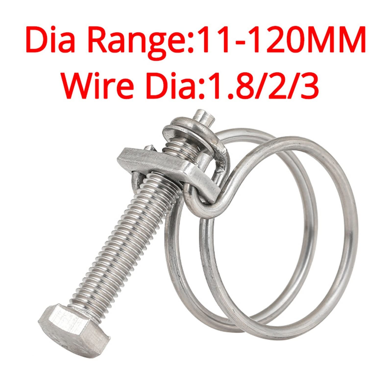 Fascette stringitubo, Morsetti for canalizzazione, Diametro filo 1,8 2 3 Doppio filo Gola Cerchio Tubo Regolare Clip Impianto idraulico Morsetto for tubi Fissaggio in acciaio inossidabile 304 (dimensi