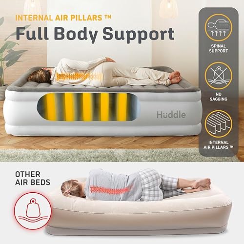 Miniatura 4 de Huddle Cama de aire de lujo con tecnología patentada de doble bomba SlumberGuard Premium  Tecnología de cama de aire autoinflada y antidesinflado