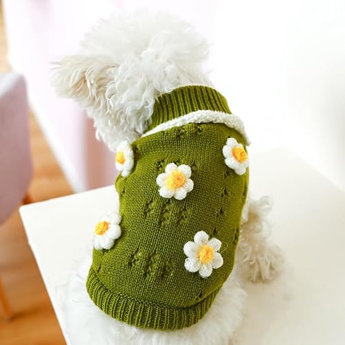 Miniatura 3 de Suéter de punto para perro, cálido y cómodo, con patrón de flores, suéter feo de Navidad, abrigo de invierno para Chihuahua, cachorro, ropa de