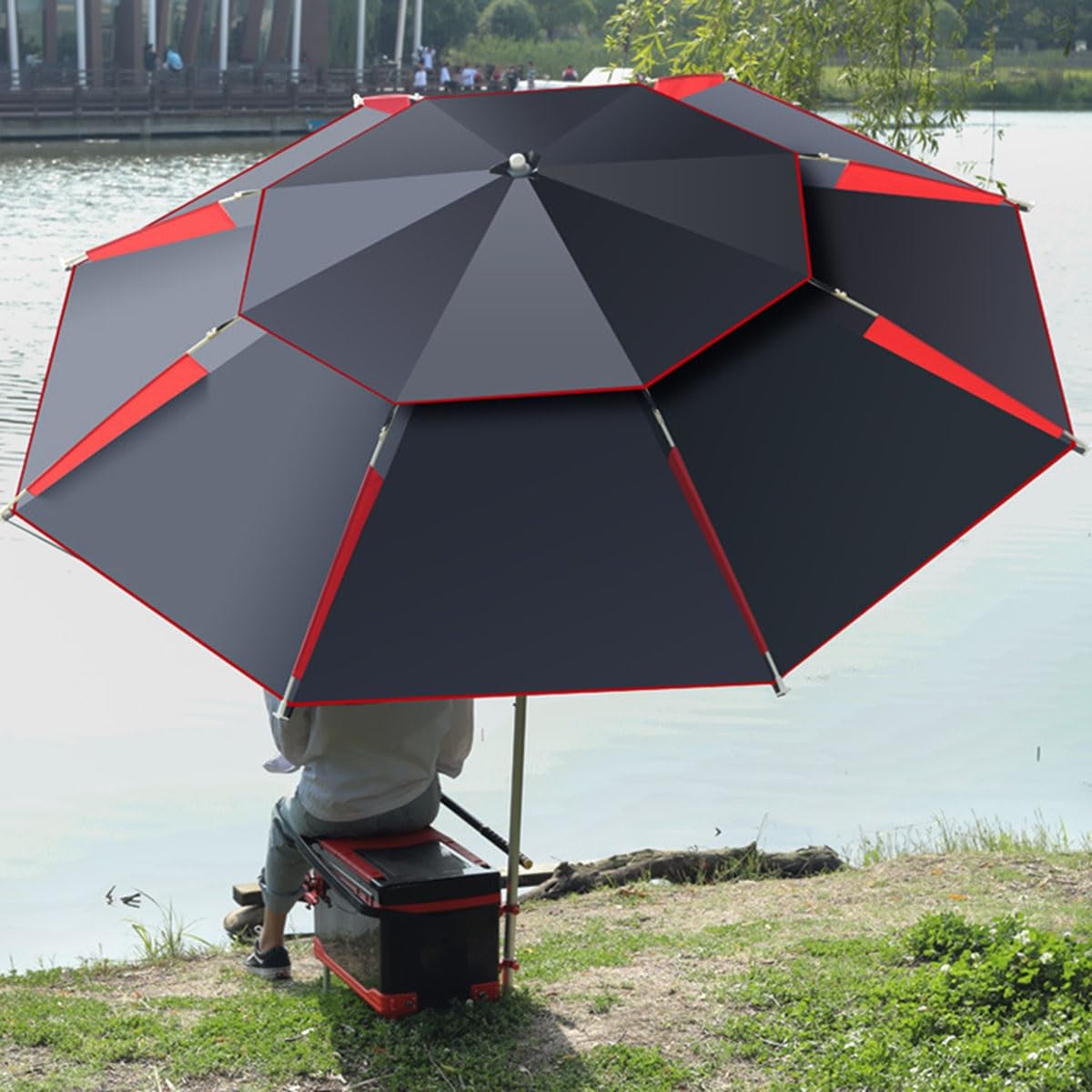 Sombrilla de pesca Exterior Sombrilla de Playa portátil, Parasol Jardín de inclinable Rotación De 360° Protección UV Paraguas, para Junto a la Piscina Cámping