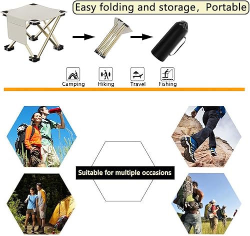 Miniatura 6 de Volicrt Taburete portátil de camping para camping, barbacoa, pesca, jardinería, senderismo, playa y viajes, puede soportar hasta 400 libras con