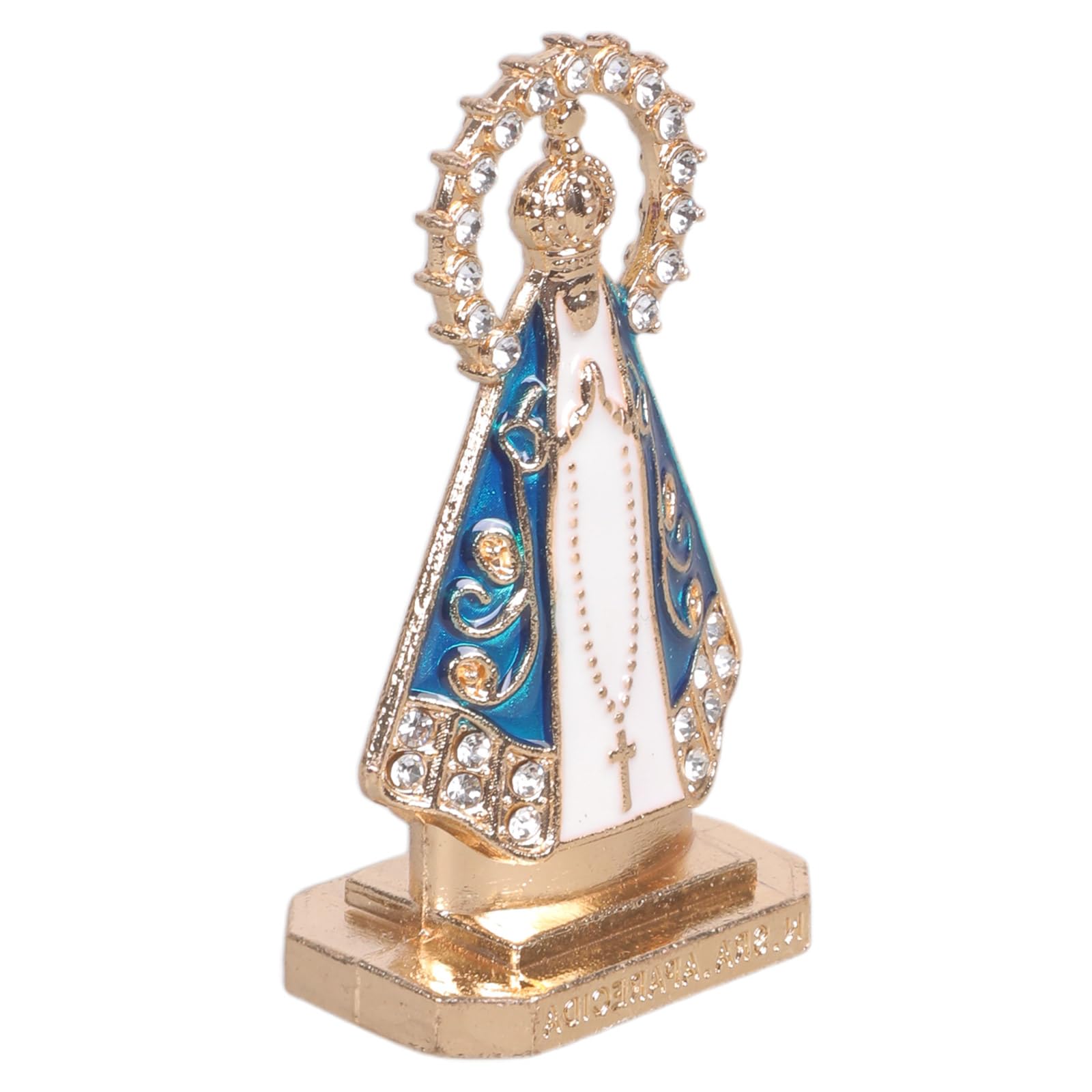 alloneslife Religious Sculpture Alloy Luxury Prayer Figurine with Rhinestones Embellished for Event Decoration Alloy Religious Statue