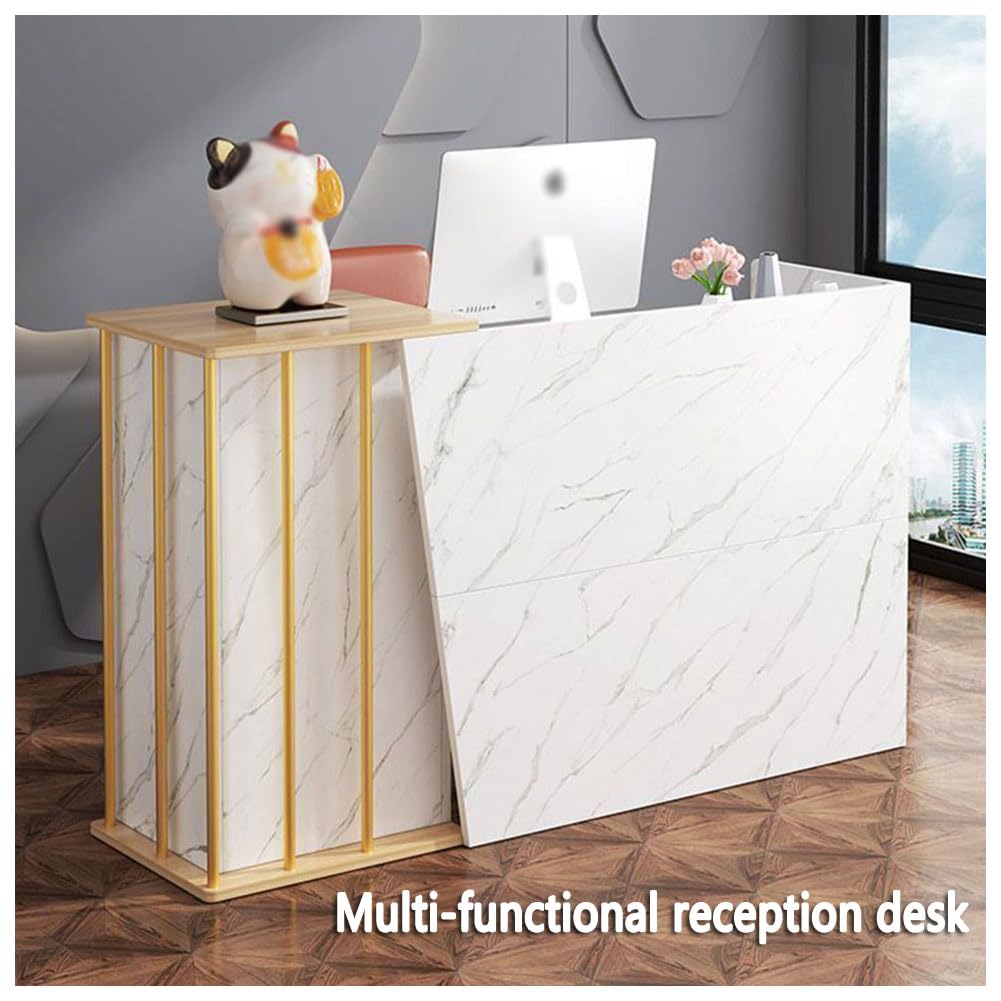 Banco Reception Semplice Moderno con cassetti con Serratura, Diverse opzioni di archiviazione per Negozi di Abbigliamento supermercati(Size:120CM,Color:Caldo Bianco)