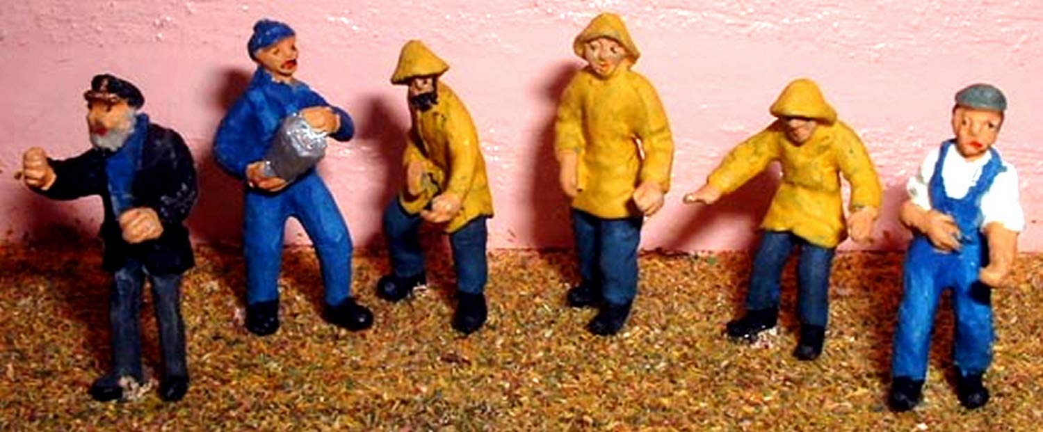 Langley Models 6 Fishermen / Trawler-men OO Scale UNPAINTED Metal Model Kit F206