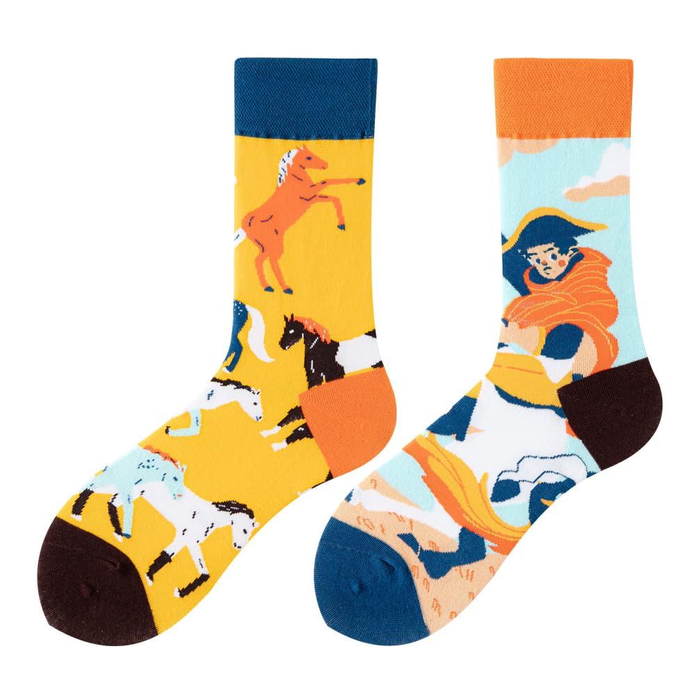 Calcetines Divertidos Unisex para Mujer y Hombre con Diseños Asimétricos en Par - Temas Animales, Comida, Fruta, Deporte y Arte en Algodón - Ideal para Regalos — view 161