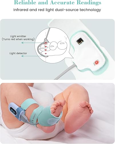 Miniatura 7 de Babytone Monitor de calcetines para bebé, rastrea la frecuencia cardíaca y el movimiento en tiempo real, con patrones de notificación y sueño,