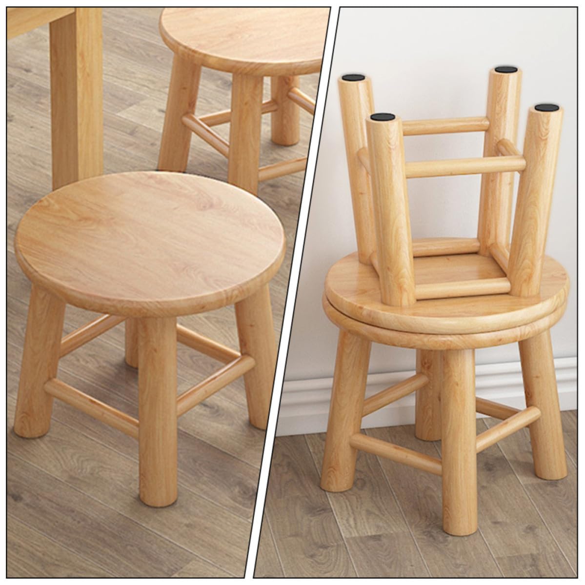 DOITOOL Taburete de Madera Maciza para Cambiar Zapatos Estructura Estable y Buena Capacidad de Carga, Diseño Pequeño Adecuado Hogar y Picnic