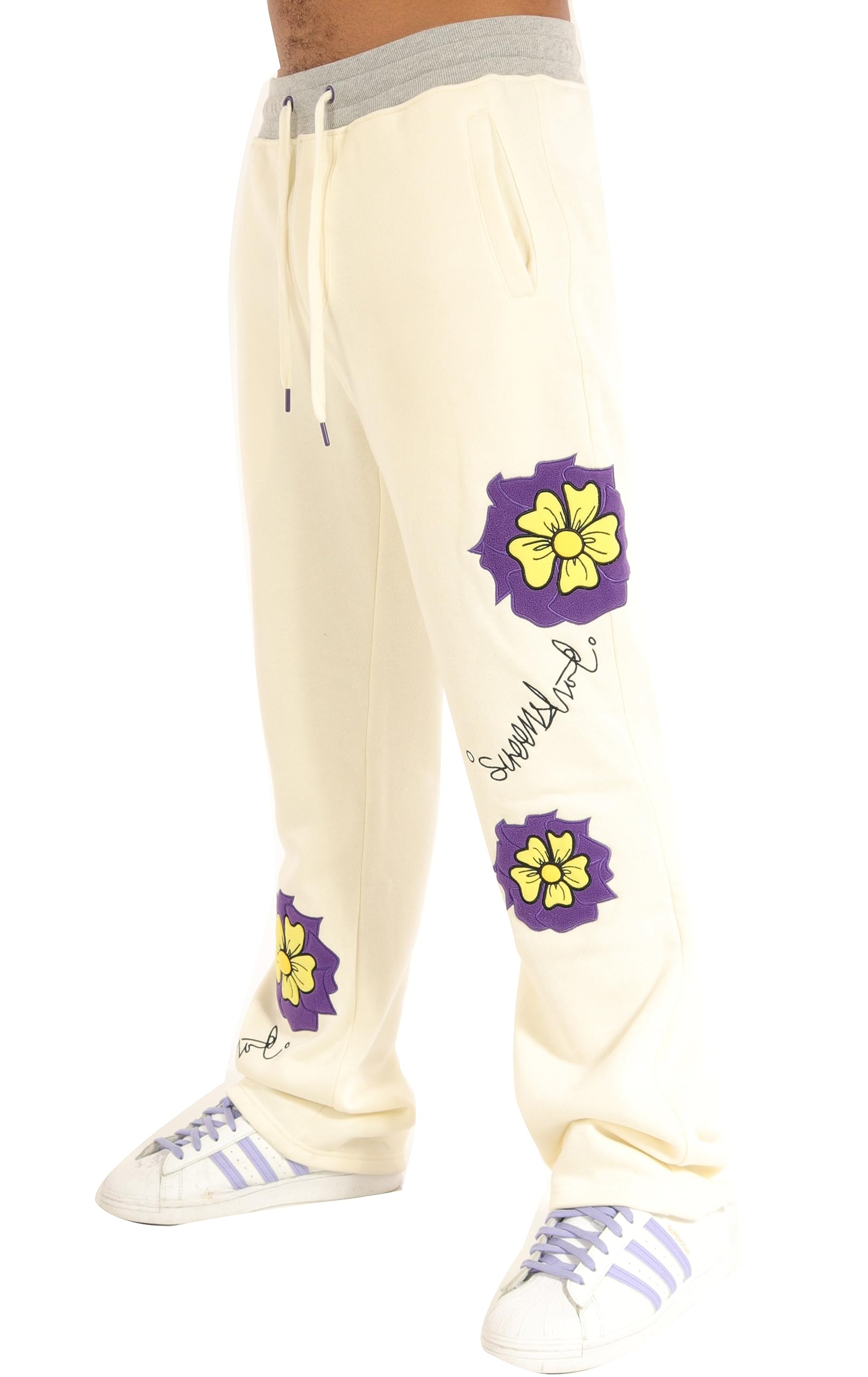 SCREENSHOTFleece Pants 3202 Mens Streetwear Urban Fit Fleece Pants - Stacked Flare Sweatpants Ribbed Wasteband Drawstring