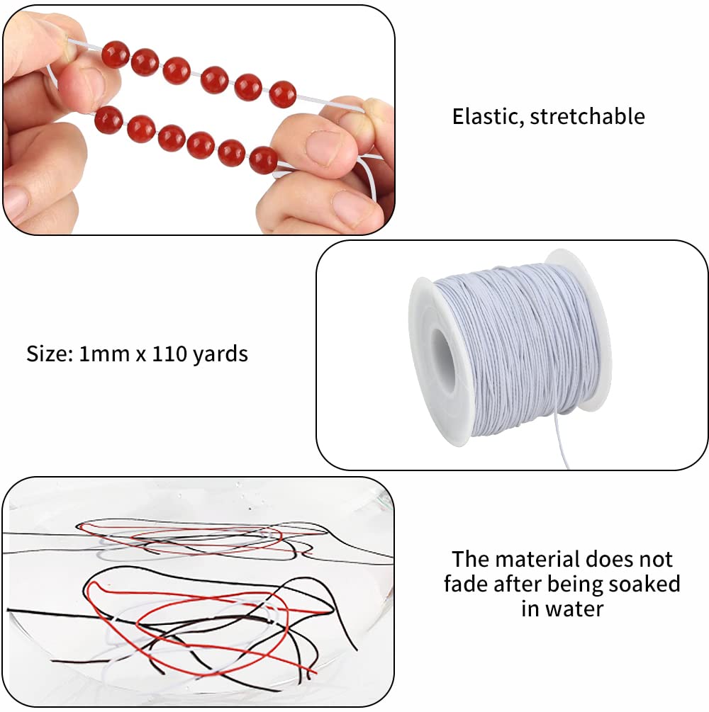 Tenn Well Cordoncino Elastico Colorato 1mm X 100m – Perfetto Per Bracciali, Collane, Fai Da Te E Creazioni Con Perline