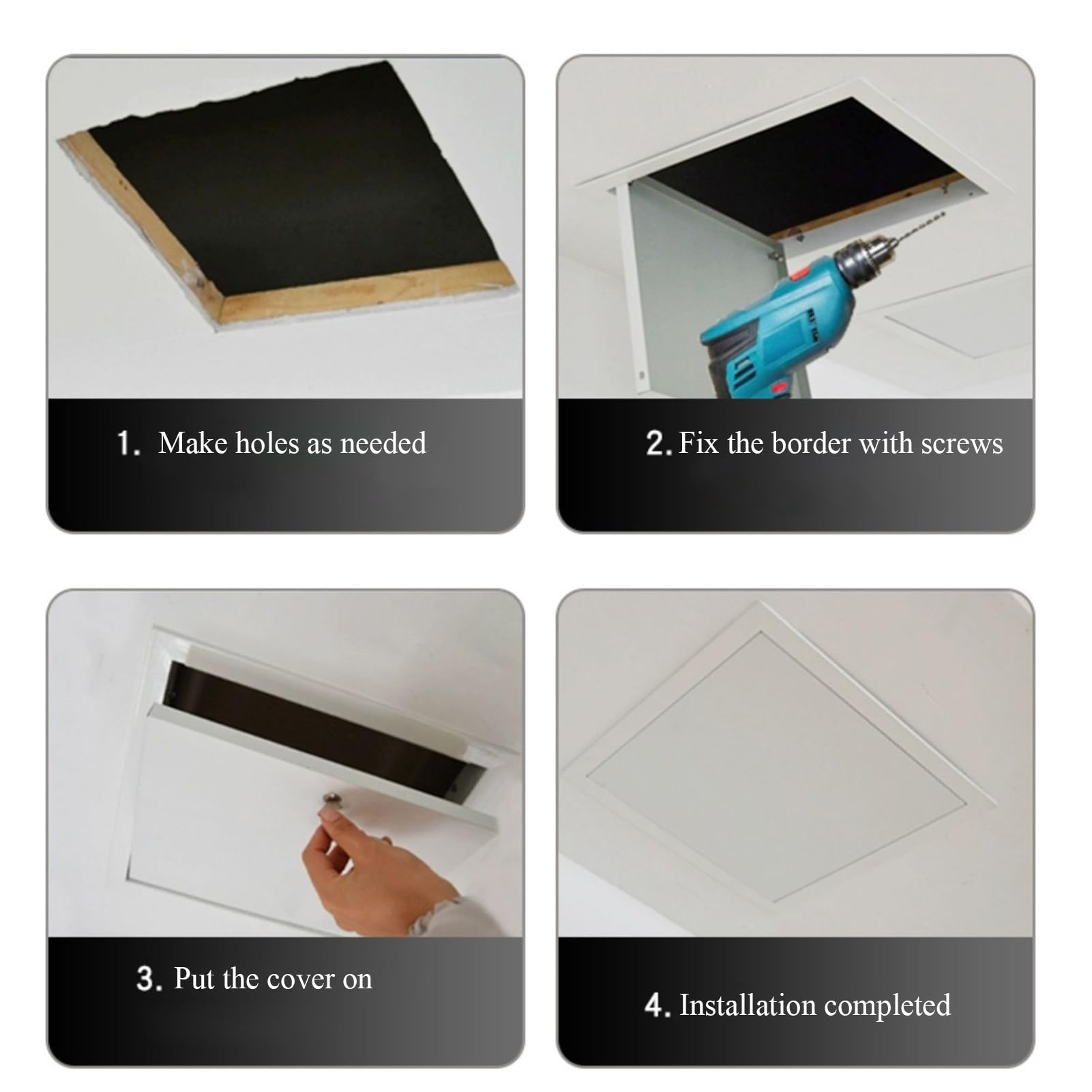 Revisionsklappe Trockenbau Kleine Sanitär-Revisionsklappe, Rechteckige/ Quadratische Revisionsklappe, Magnetisches Revisionsklappen-Set für Wand/ Decke, Individuell Anpassbare Serviceklappe(Gray,25x30
