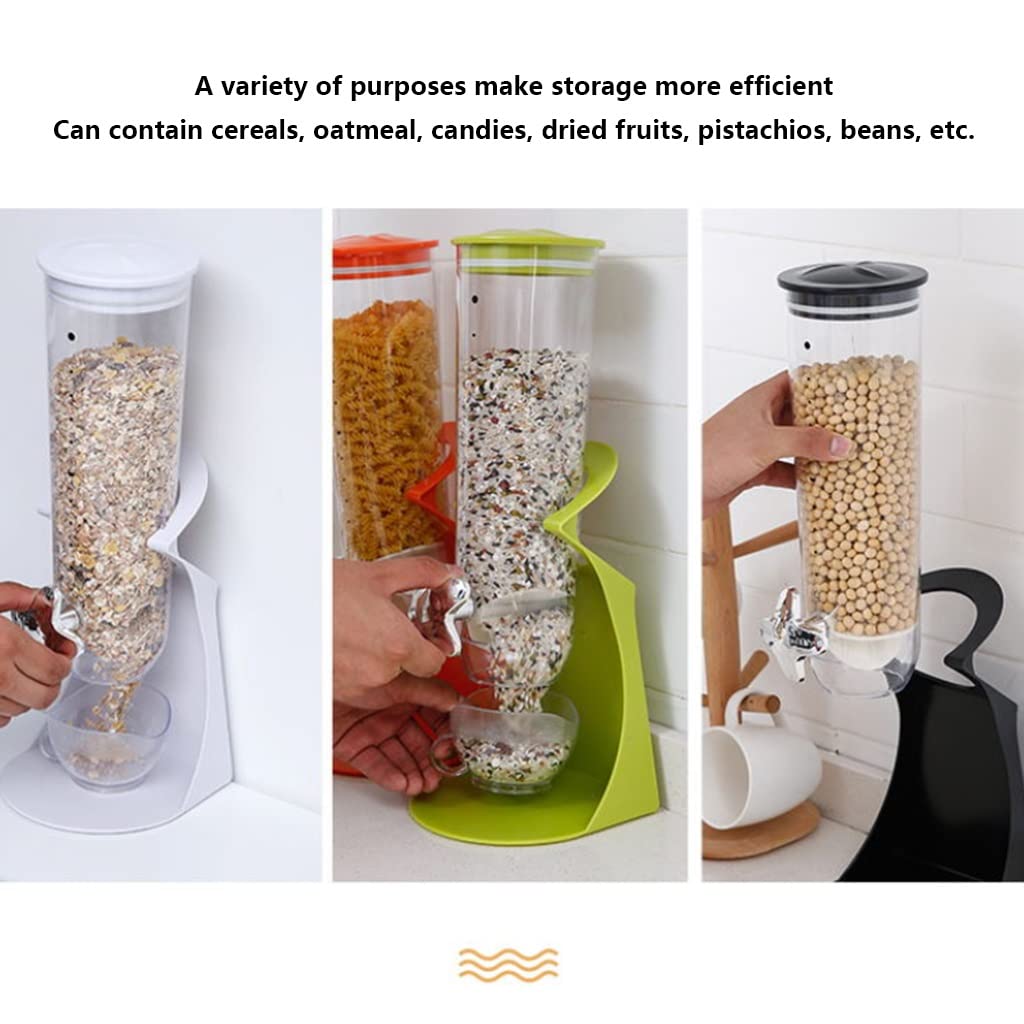 Dispensa Ampio distributore di Cereali, Ruota Rotante a Rotella a Secco stoccaggio di stoccaggio di Cibo a Secco Multiuso Fagioli da Farina d'avena secca Fruits Snack Sigillato (Color : White)