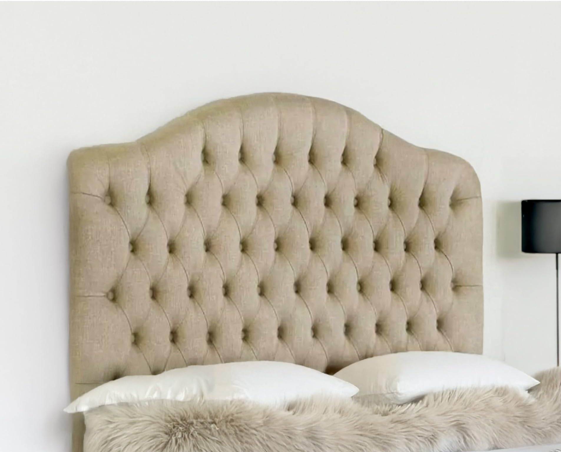 DEWSBURY HEADBOARD IN LUXURY TURIN FABRIC - STYLISH DESIGNER BED HEADBOARDS IN 3FT, 4FT, 4FT6, 5FT, 6FT - 30" INCHES HIGH (BEIGE, 6FT)