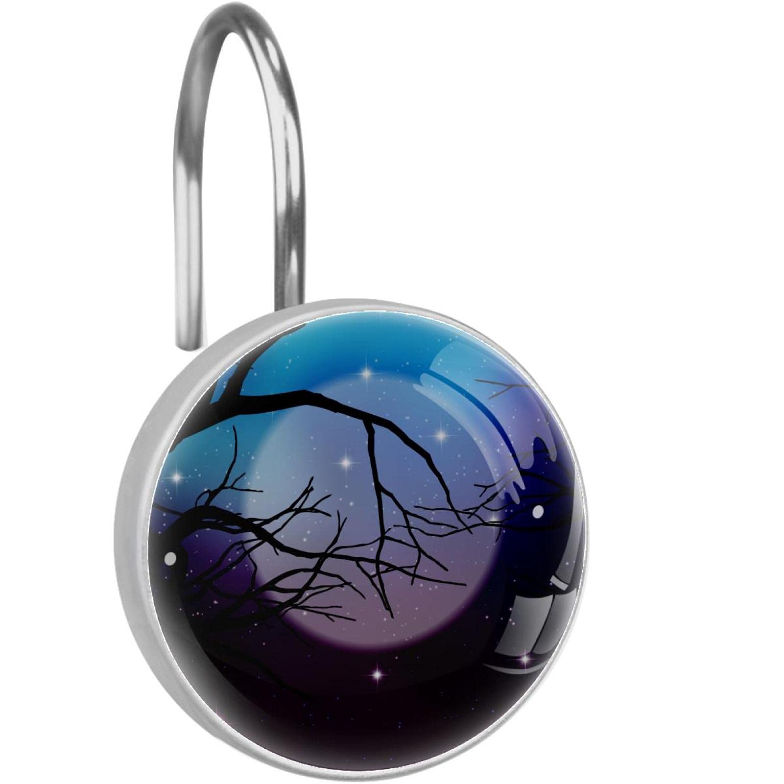 Crochets pour rideau de douche en acier inoxydable durable avec arbres d'Halloween