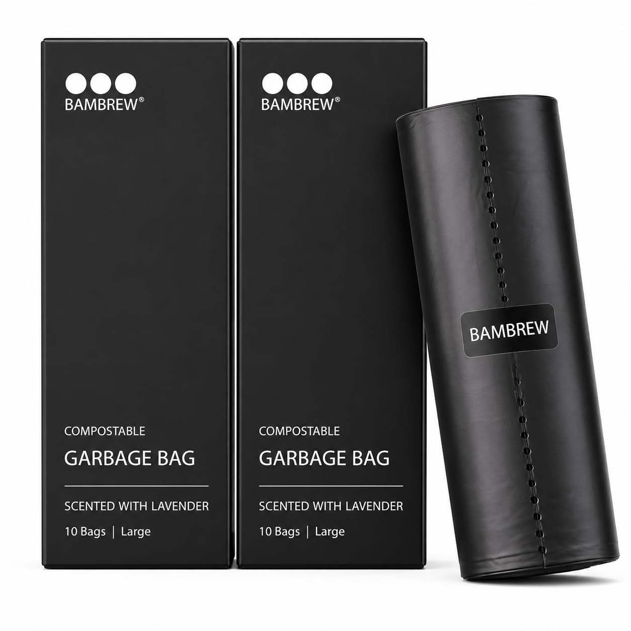Bambrew Compostable Garbage Bags | Lavender Scented | Large | 20 Bags (10 Bags x 2 Rolls) | 24 x 32 Inches | For Wet & Dry Waste | Black-picture-26