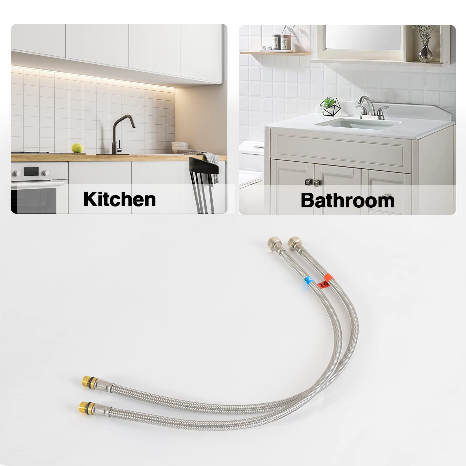 2 Stück Edelstahl-Flexschläuche Für Küche & Bad – 60 Cm, 304 Edelstahl Geflochten, Mit PE-Innenschlauch