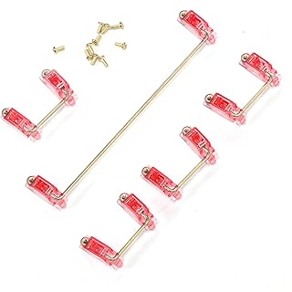 Zunate Mechanical Keyboard Stabilizer with Gold‑Plated Screws PCB Screw-in Stabilizers 2u 6.25u Keycap Stabilizers Accessory for DIY 61/64/87 (Transparent Red)