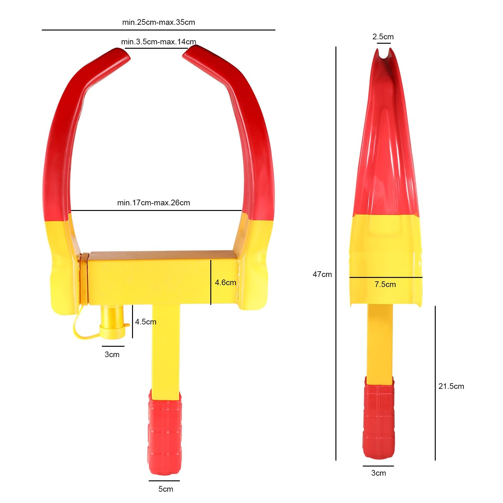 Wegfahrsperre Radkralle Reifenkralle,Parkkralle Diebstahlsicherung Radschloss mit 2 Schlüsseln,Parkkralle mit Sicherheitsschloss 17-26 cm Diebstahlsicherung Wegfahrsperre für PKW(2 Stück)