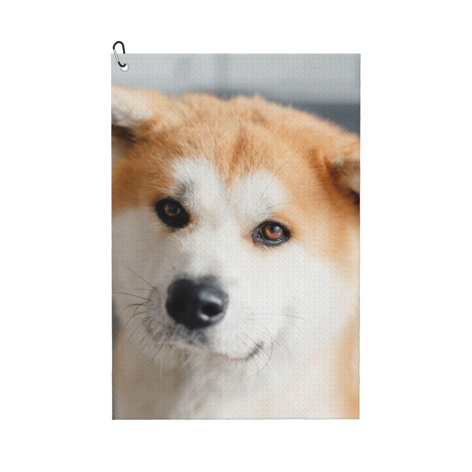 Hnnkloy Japanese Akita Dog Pattern, 16x24 in Portable Waffle Golf Towels with Carabiner Clip for Golf Bag
