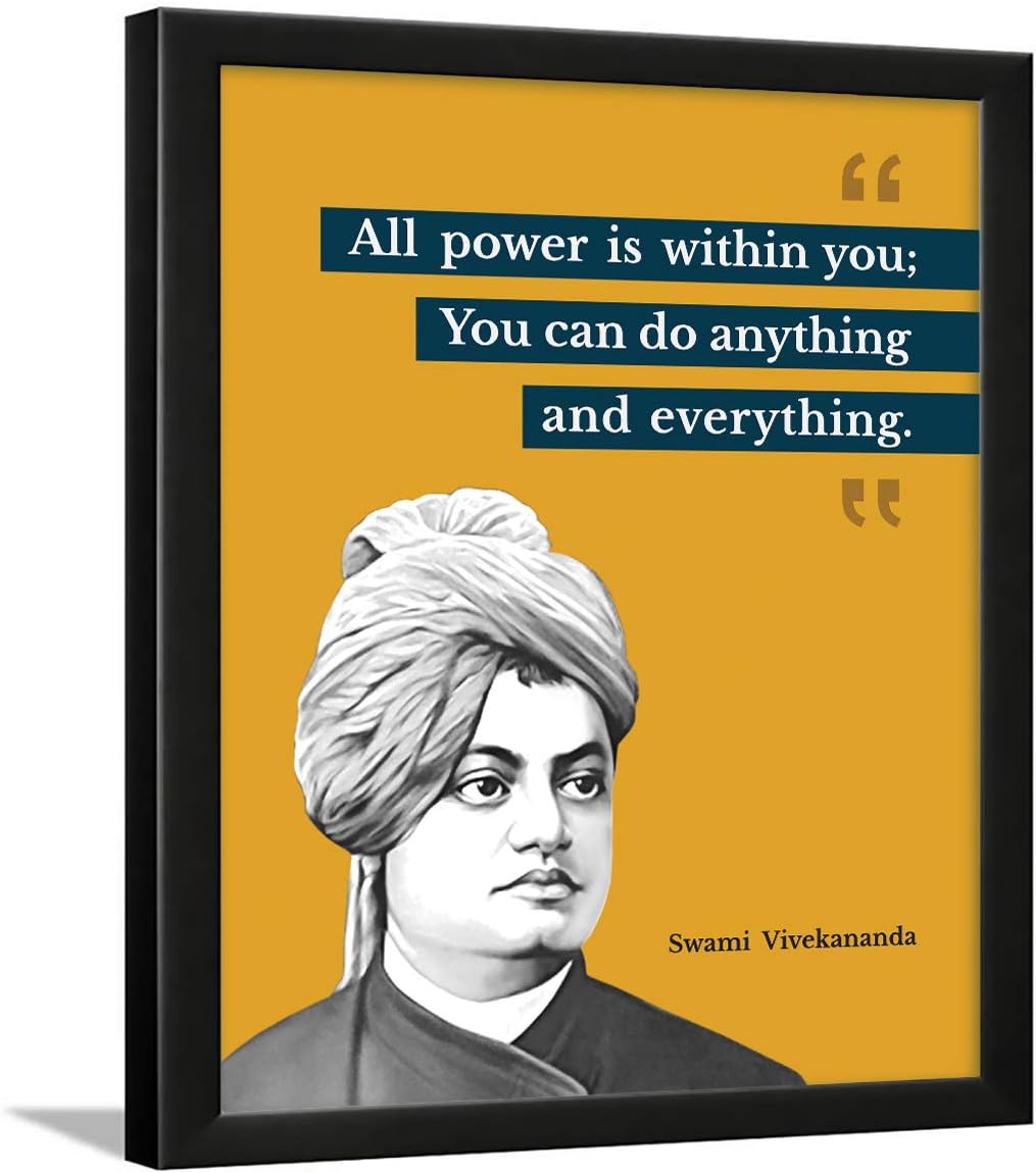 Chaka Chaundh Acrylic - Suitable Swami Vivekananda Motivational Quotes Frames For Office&Student- Framed Posters With Frame - Quotes Wall Frames - Photos With Quotes - (14 X 11 Inches)