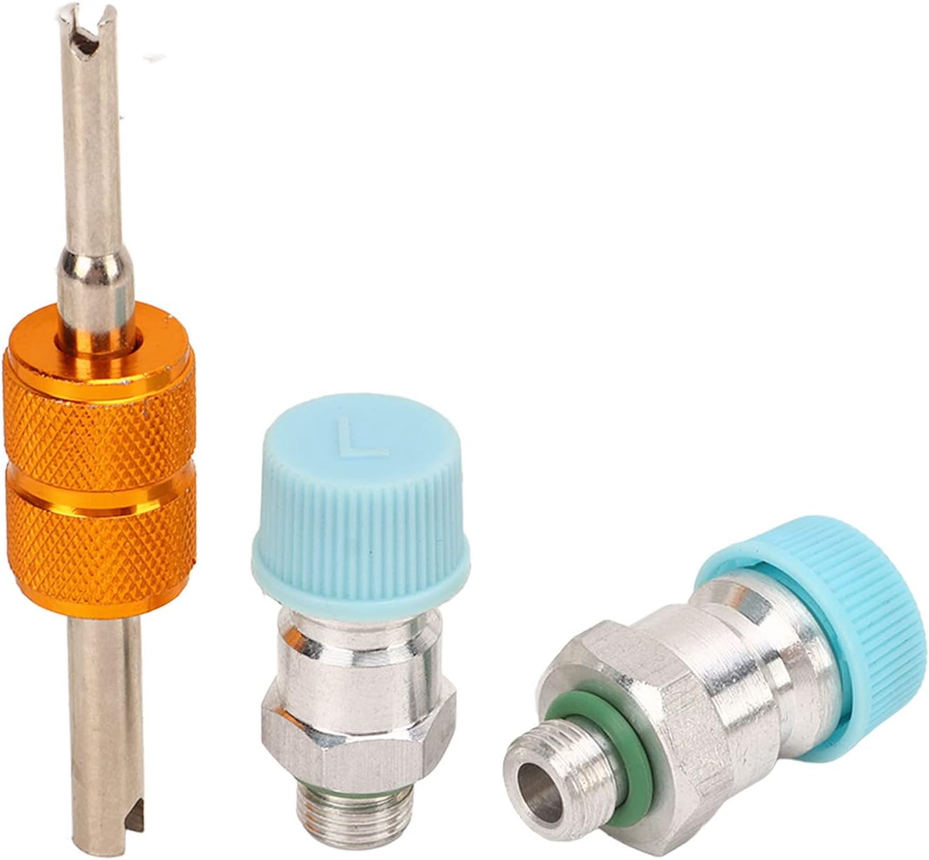 Bediffer Air Conditioning Valve Core Kit, 3pcs Cap Valve AC