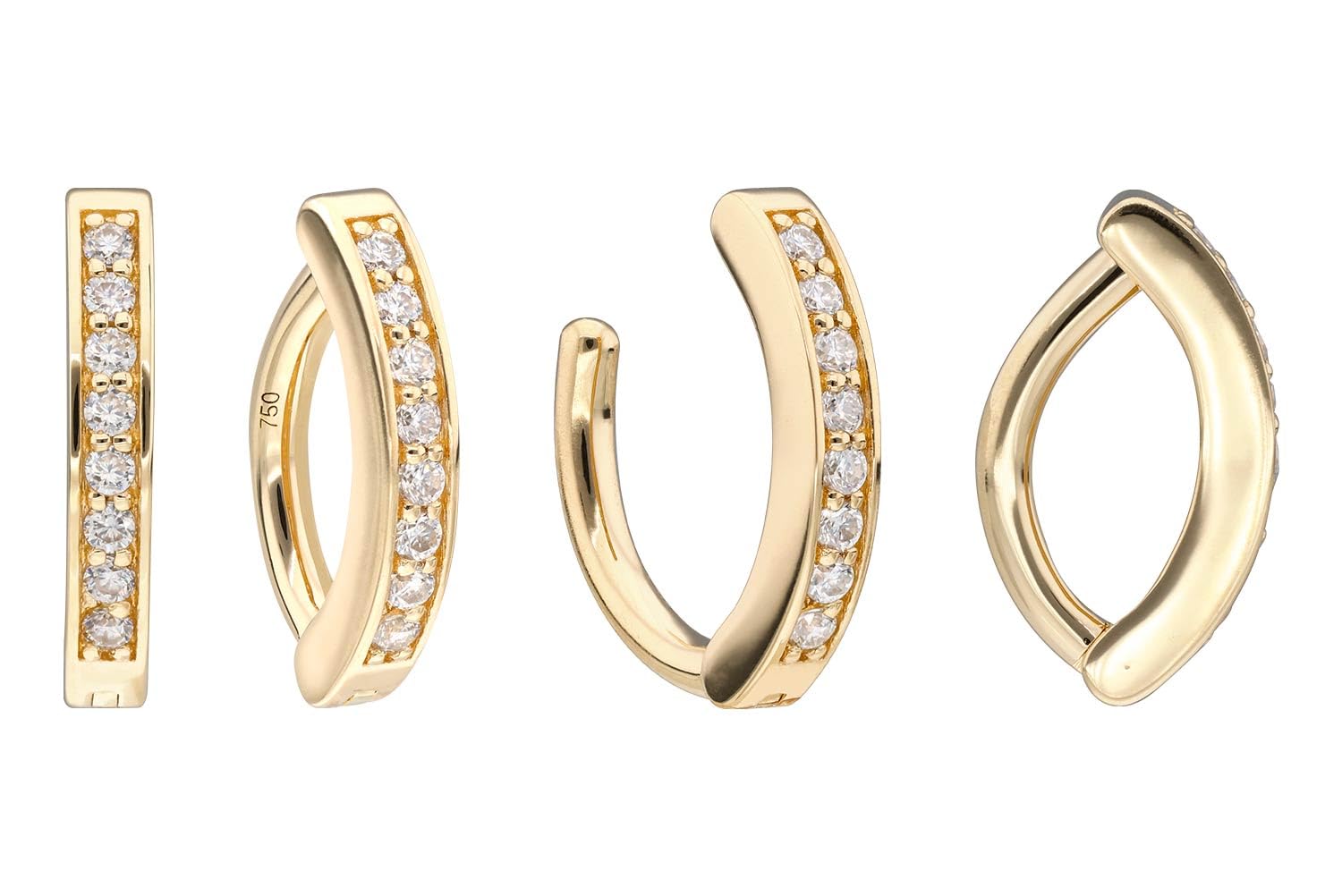 PIERCINGLINE 14/18 Karat Gold Bauchnabelclicker BOGEN + EINGEFASSTE MOISSANITE 0,08-0,1 kt Bauchnabel-Piercing