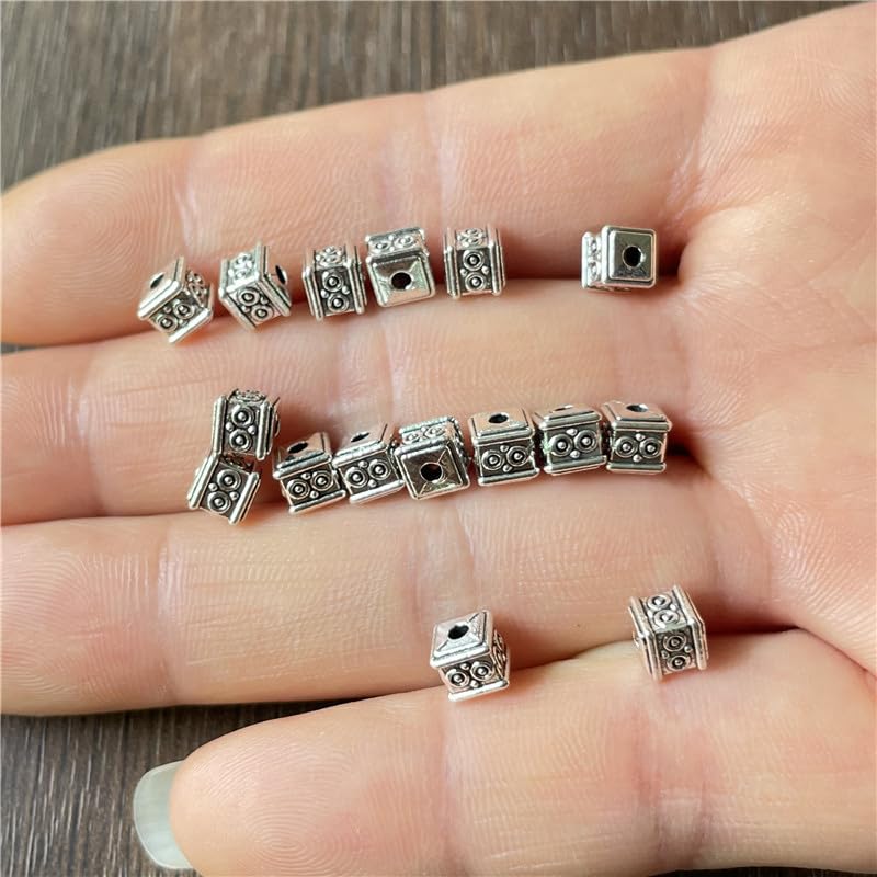 800 szt. 5 mm tybetański srebrny blok retro metalowe koraliki dystansowe zawieszki do produkcji biżuterii DIY bransoletka łańcuszek na szyję