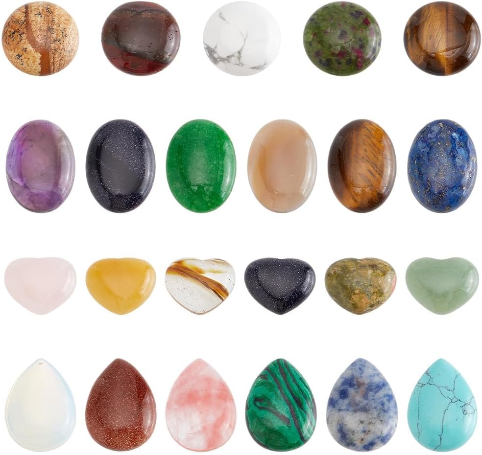 PH PandaHall Elite 24Pcs Dyded Gemstones Cabochons Pendants Beads Chakra Healing Crystal For Necklace Jewelry Making Mixed Shape Length 15~25mm Mixed Colors-24 Pcs 1