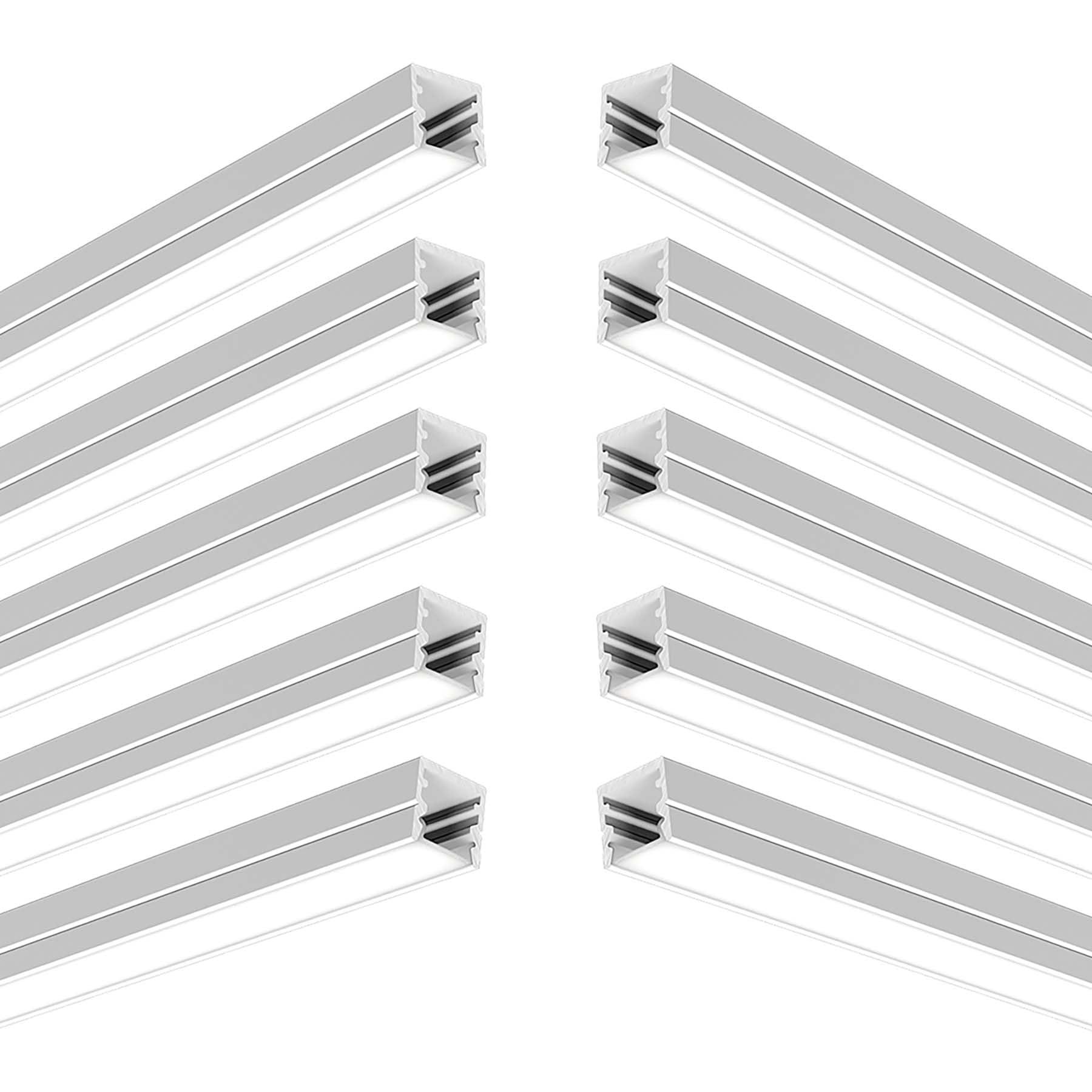G.W.S® Surface Mounted LED Profile, 10-Pack Aluminium Channel for LED Strip Light, 1 Metre 10mmx10mm (196-M1010) — image 1