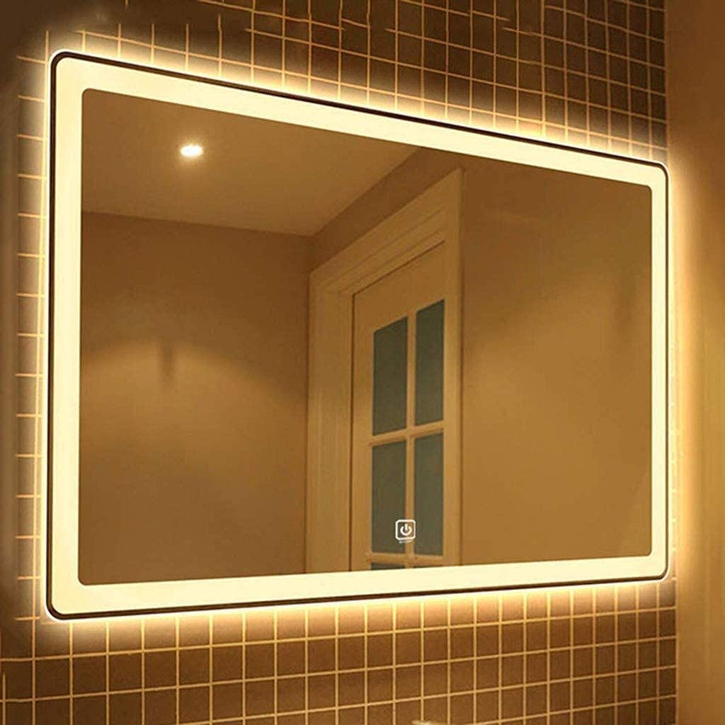 TYUHDUYUR Bathroom Vanity Mirror Wall-Mounted LED Rectangular Anti-Fog Mirror Light with Touch Switch