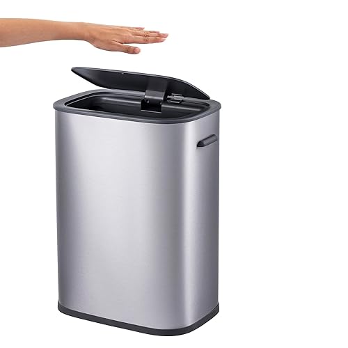 Bote de basura automático con sensor de movimiento con tapa, cubo de basura sin contacto de 14.5 galones, cubo de basura de 55 litros para cocina,