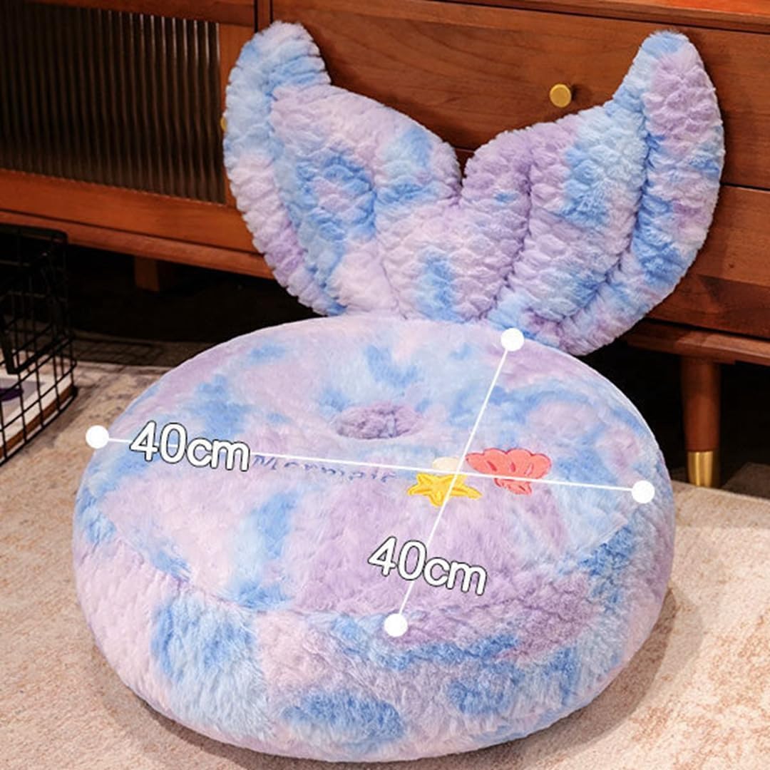 かわいいクッション 人魚姫 座布団 丸洗い 魚柄 クッション 座布団 軽量 面白い 厚手 パープル フロアクッション コンフォートシ