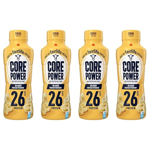 Fairlife Core Power - Batidos de leche de proteína de 0.92 oz, plátano, (paquete de 4) fabricado con leche canadiense (enviado desde Canadá)