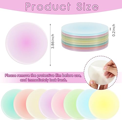 Vista 16 de Irenare 8 posavasos acrílicos coloridos de 3.9 pulgadas, bonitos posavasos redondos resistentes al calor, antideslizantes, estéticos para mesa