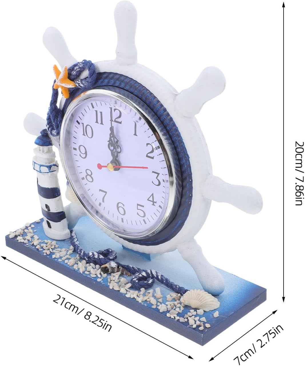 Nautical Style Lighthouse Desk Clock Silent Artistic Ocean Decor Living Ornament Unique Mediterranean Household Clock Gift for Home and Office