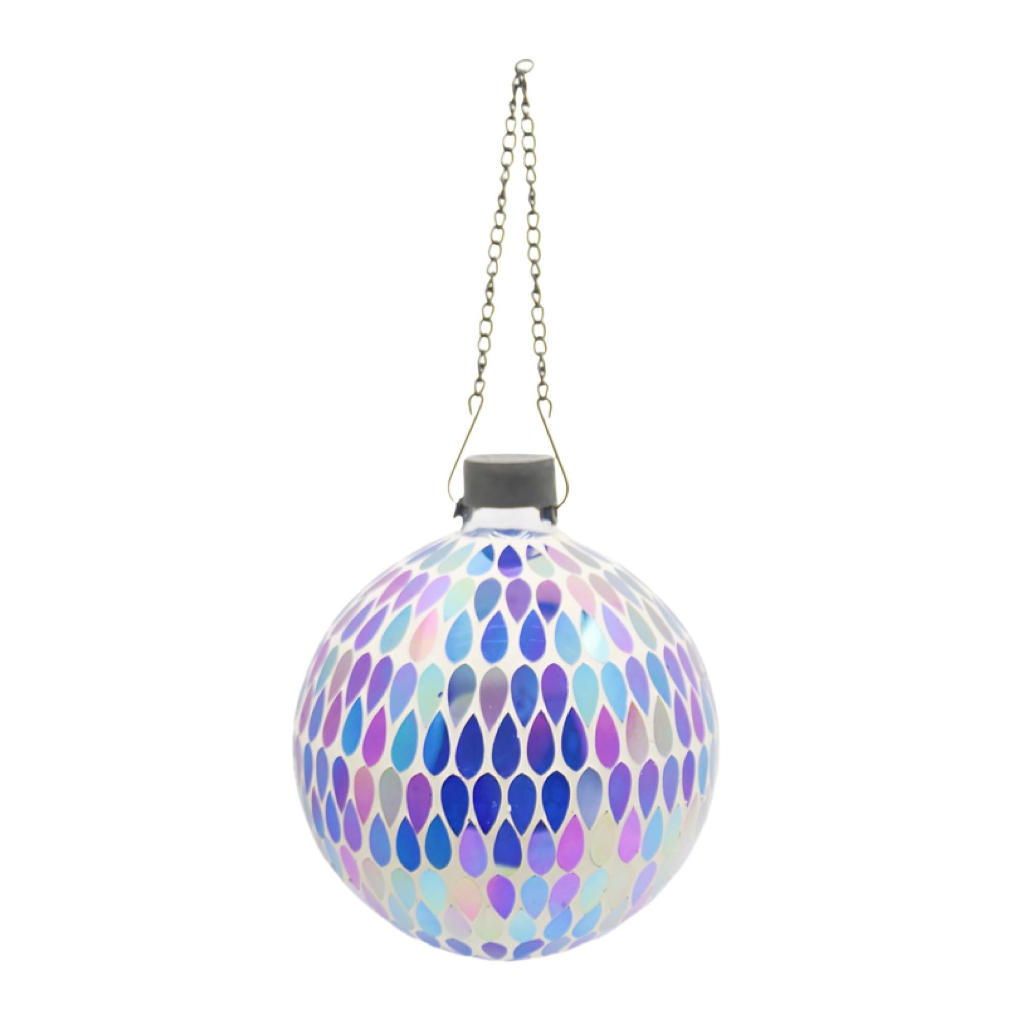 Very Cool Stuff Iridescent Teardrop Tile Gazing Globe, 10 inches - Handcrafted Mosaic Glass Décor with Hanging Chain for Garden, Patio & Home-image-19