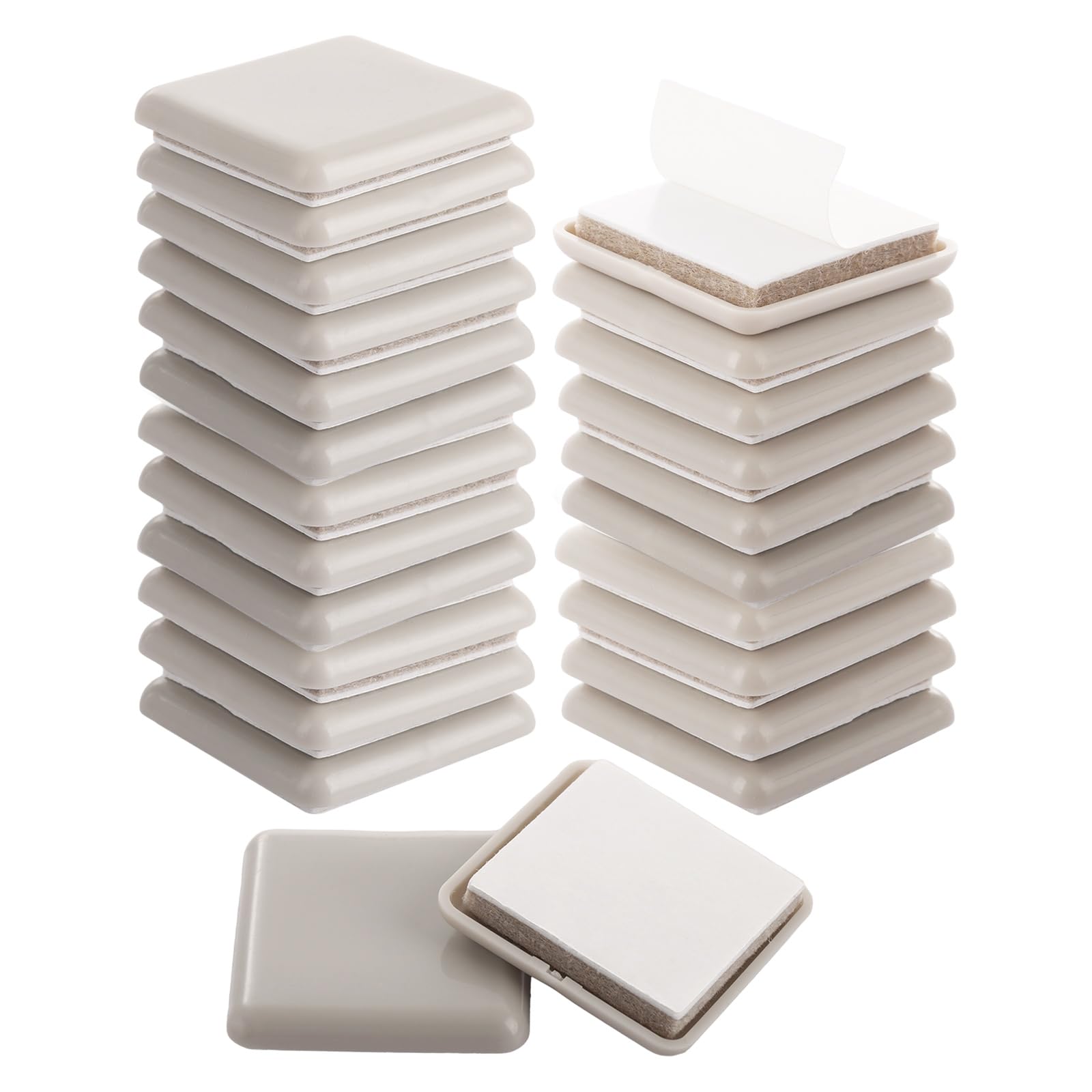ASelected 24 PCS Furniture Sliders,40mm Heavy Furniture Mover,Square Furniture Sliders,Chair Sofa Sliding Pads,Self Adhesive Gliders,Furniture Gliders for Carpet and Hard Wood Floors,Square