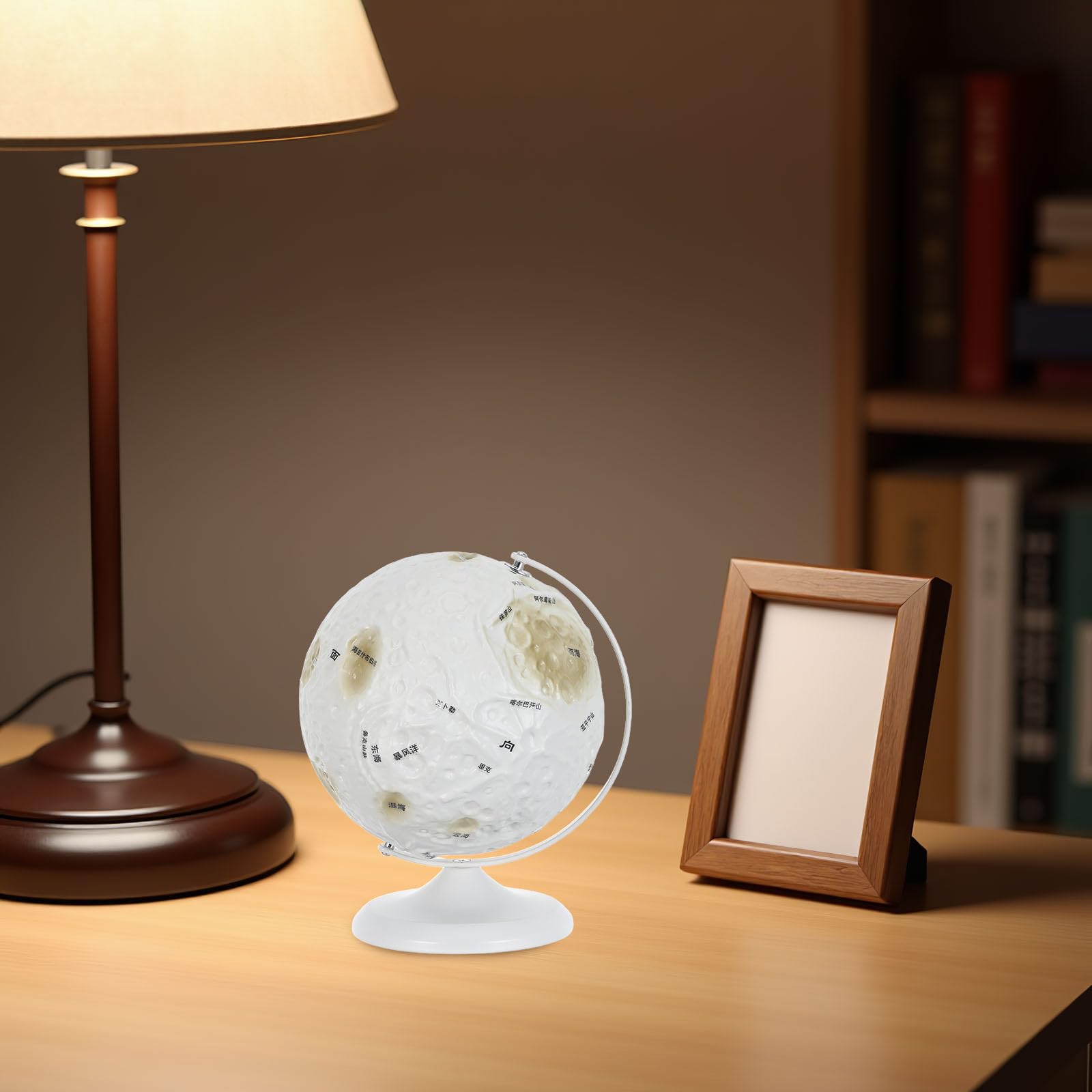 Tofficu Globe Interactif Lunaire Sphérique Plastique et Modèle Fer en Apprentissage des Sciences Spatiales pour Décoration de Bureau