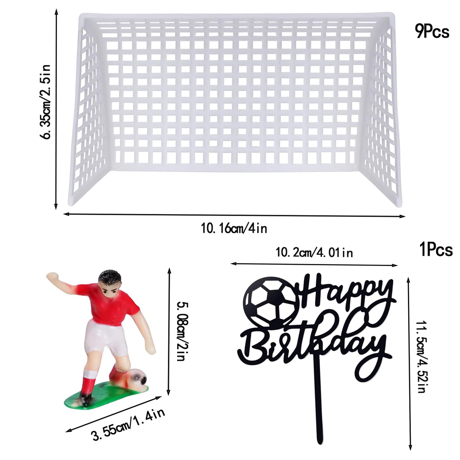 9Pcs Football Cake Decorations and 1Pcs Football Cake Topper, Personalised Football Cake Toppers Boys Party Supplies - Image 2